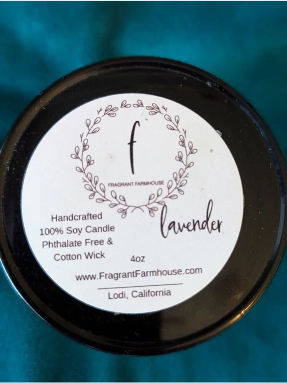 Fragrant Farmhouse Lavender 100% Soy Candle 4oz Handcrafted With Cotton Wick Pht